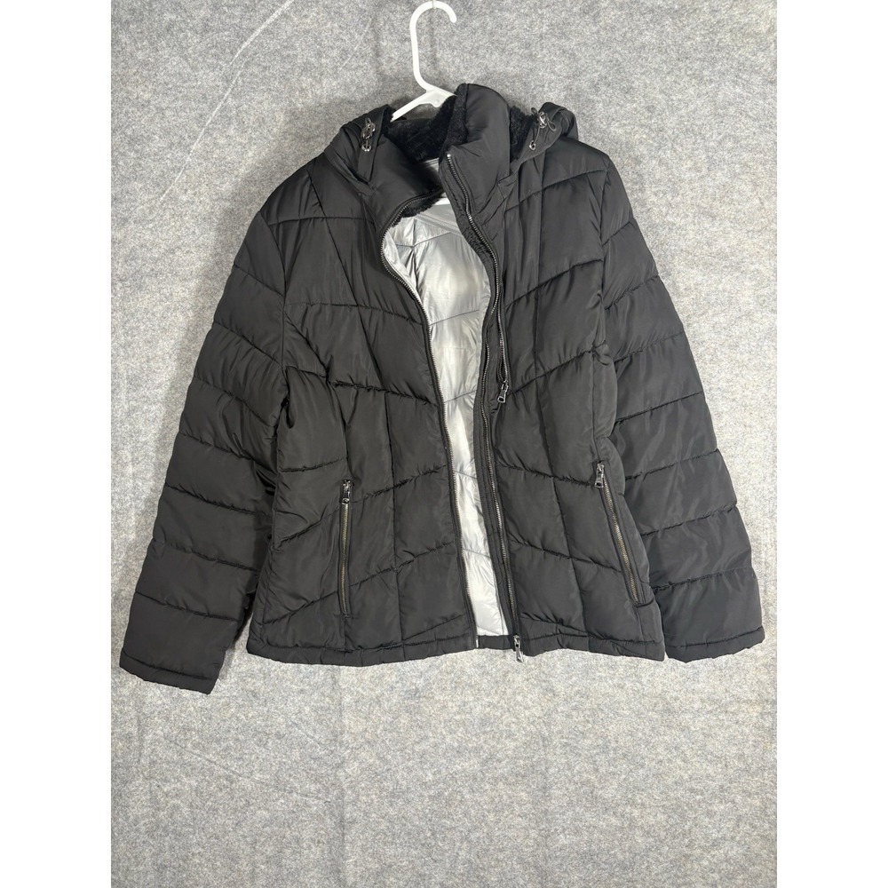 Calvin Klein Women's Black Puffer Jacket Size L Quilted Lightweight‎ Winter Coat